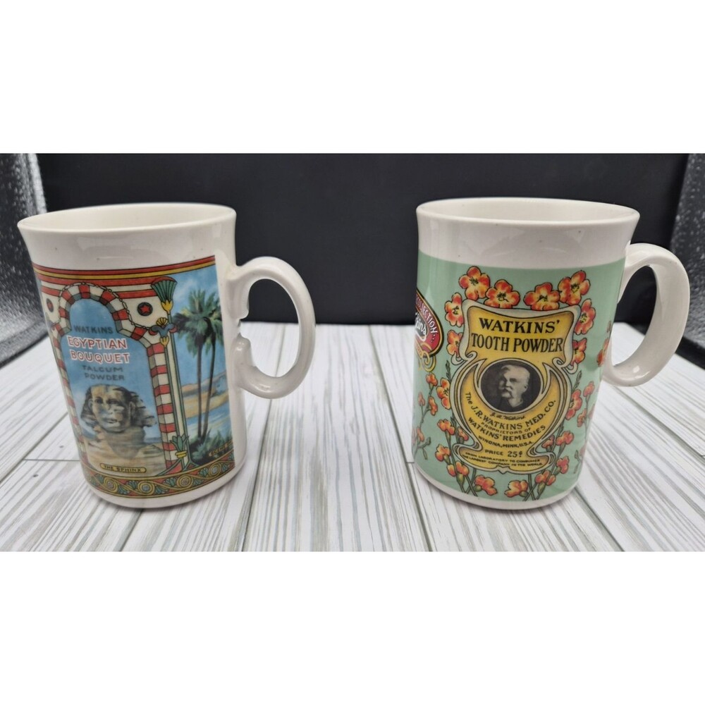 1992 Watkins Heritage Collection Advertising Coffee Mugs - Lot of 2 - Vintage